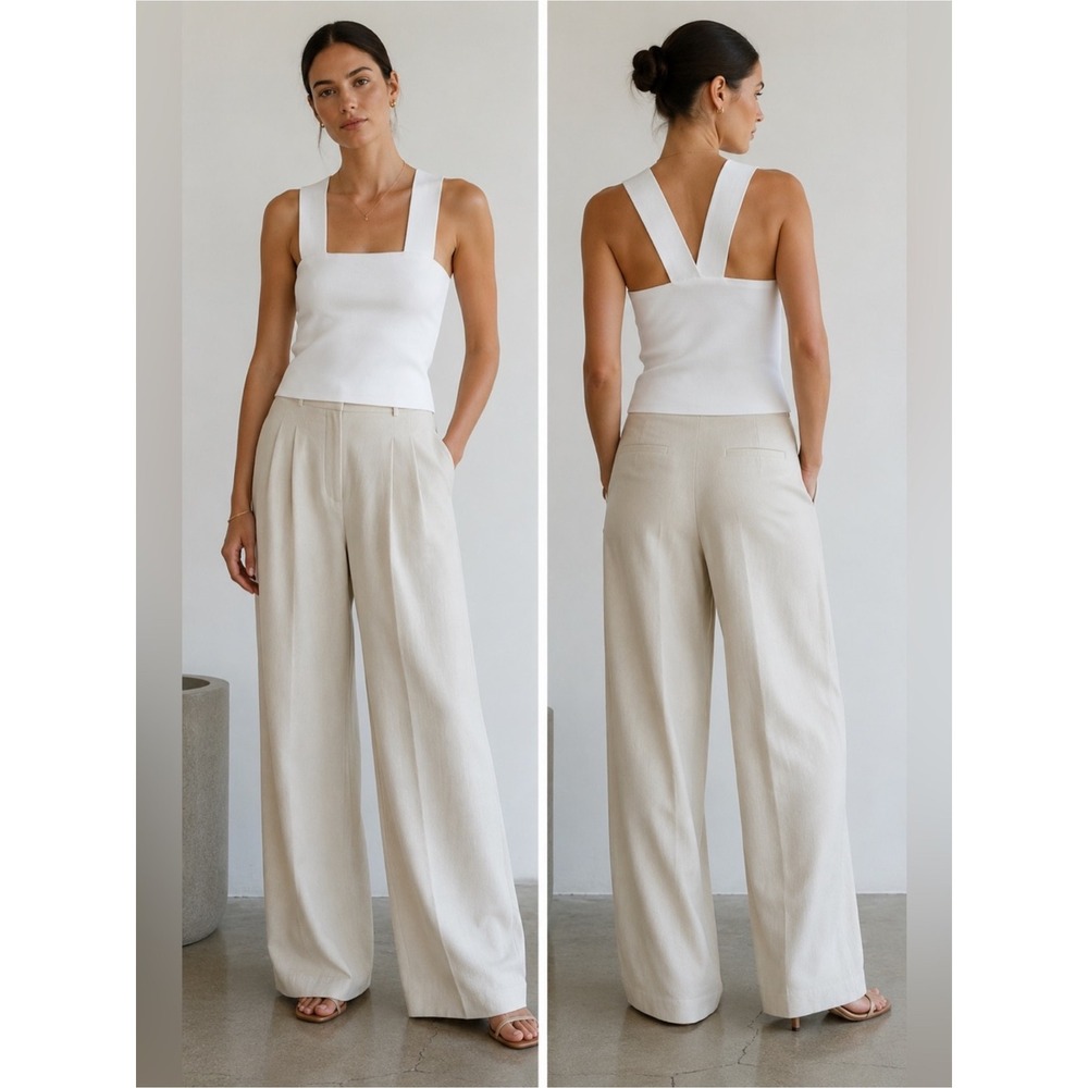 ALC Lia Sweater Tank Top L White Racerback Preppy Minimalist Vacation Capsule‎